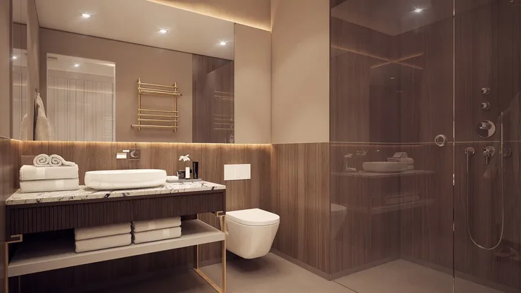 Warm Modern Apartment Bathroom Upgrade